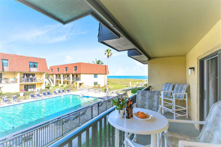 Watch over the kids in the pool or relax and listing to the sound of the waves from your balcony