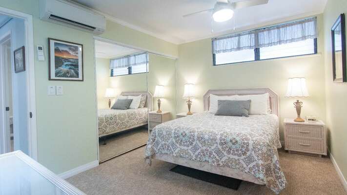 Primary Bedroom with Queen Bed and AC