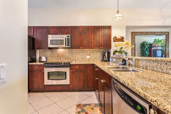 Fully Equipped Kitchen with Stainless Appliances and Plenty of Counter Space