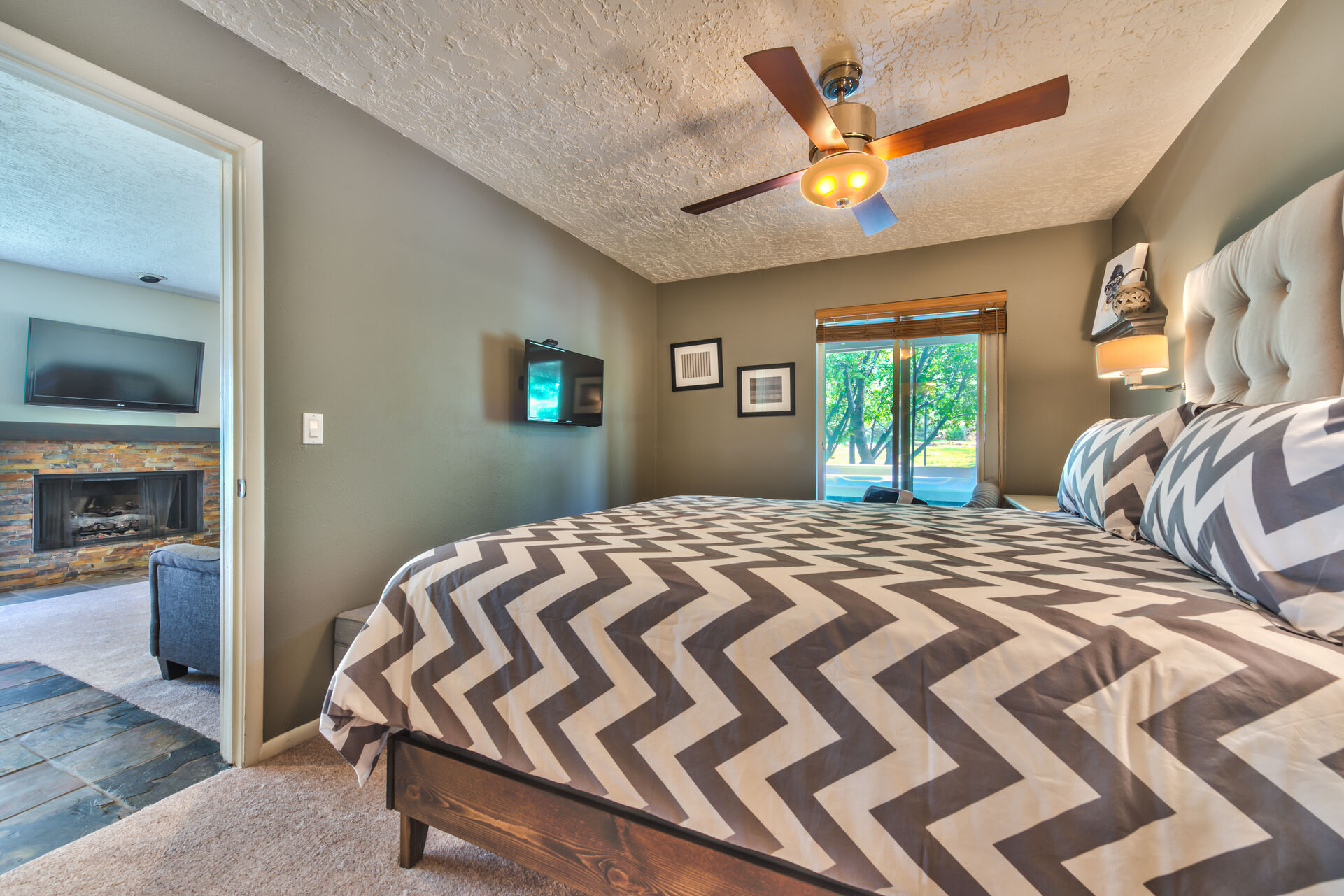 Bedroom with King Bed, TV and Golf Course View