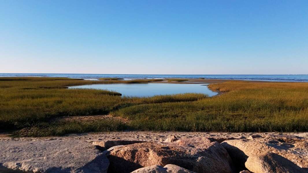 Stroll down and look at The beautiful view at the end of Paines creek-  Paines Creek Beach Brewster Cape Cod - New England Vacation Rentals