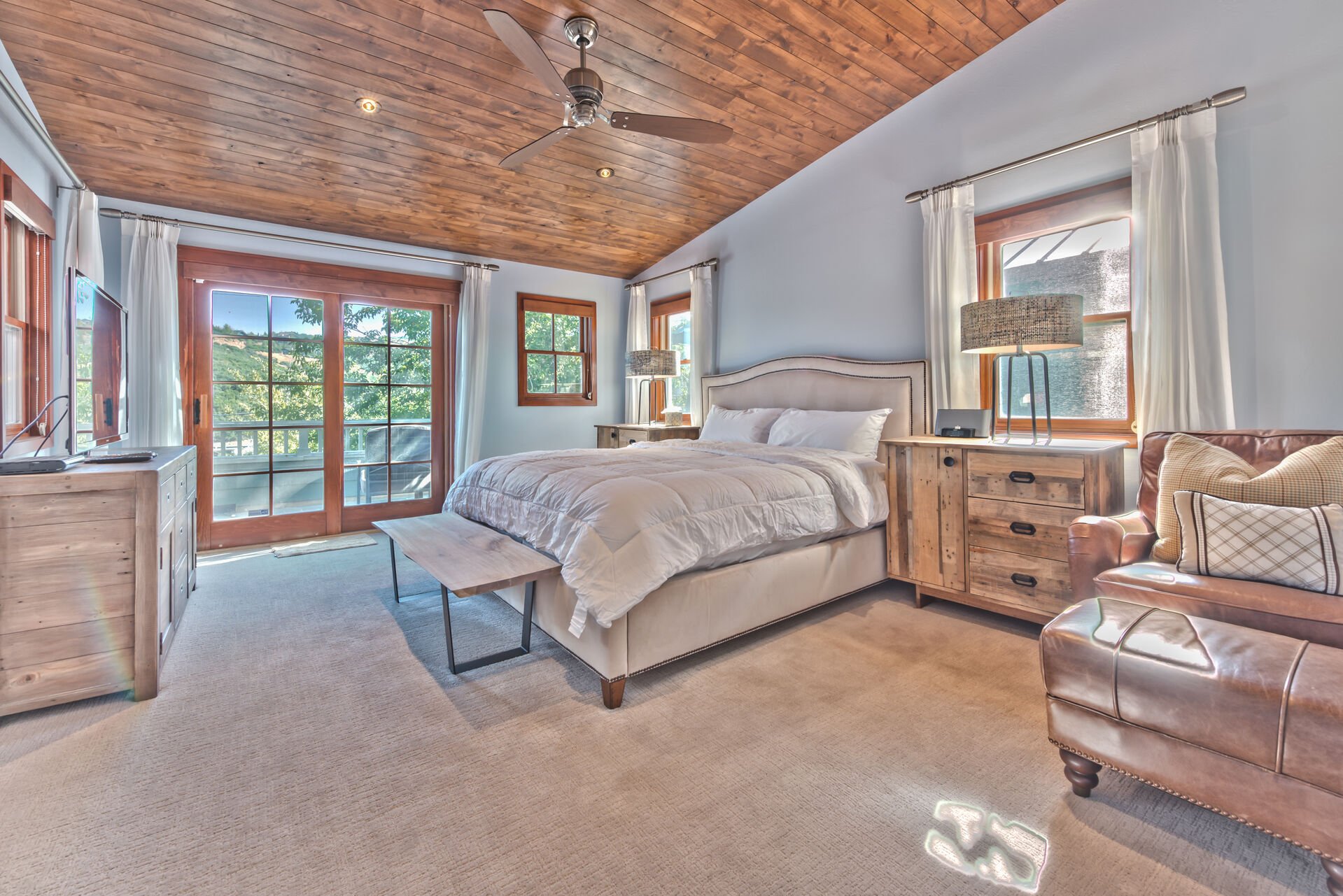Master Suite on the Third Level with King Bed, Flat Screen TV, Private Bath and Deck with Historic Park City Views