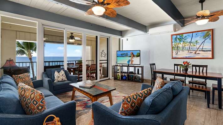 Air-conditioned ocean front living area