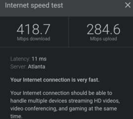 Wifi speeds in unit - provided by the facility and fluctuates *