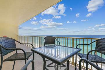 Balcony furniture with stunning view of the Gulf