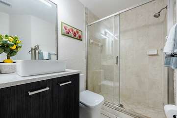 guest bathroom with walk in shower