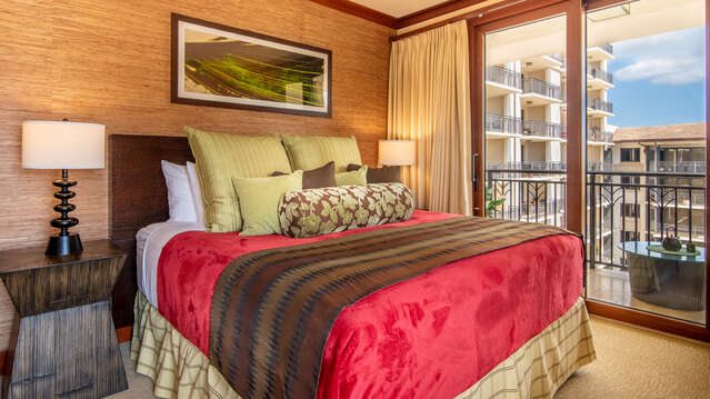 Master Bedroom with Access to Lanai at our Ko Olina Condo on Hawaii
