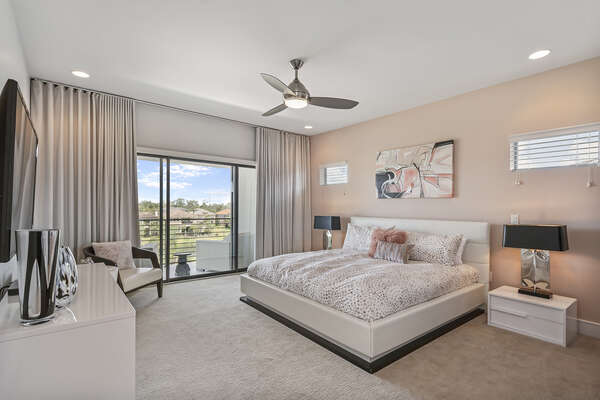 Master Suite 4 located on the second floor has a king bed and balcony access