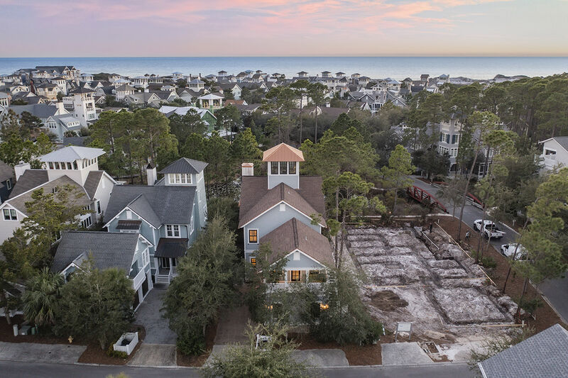 Aerial Picture of Sandcastle Dunes Vacation Rental at Sunset