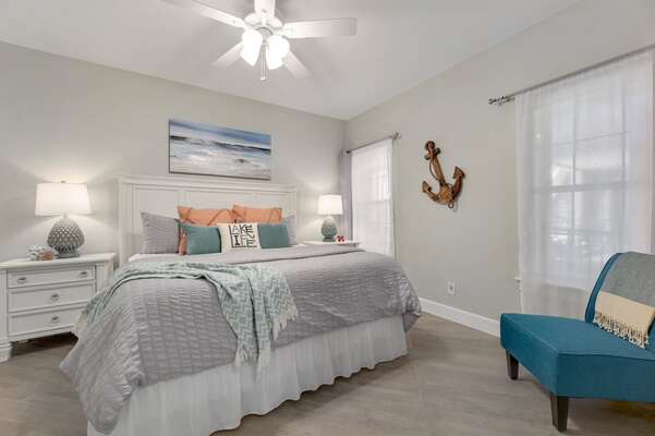 Comfortable guest room that includes a king-sized bed too! We can't forget to mention the huge walk-in closet, sitting area, and a 4k Ultra HD TV and smart Blu-Ray player!