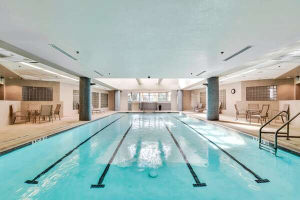 The indoor pool & hot tub with men/women locker rooms and saunas!
