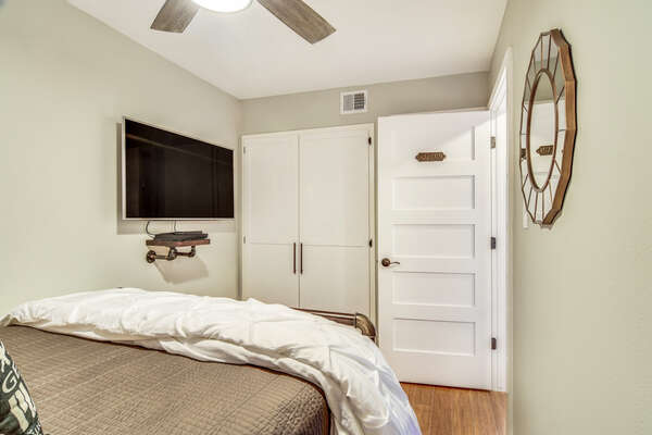 No frills and fuss, just luxurious comfort! We've even added a custom closet for storage!