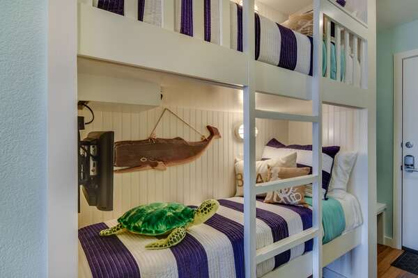Bunk beds- equipped w/ outlets, built-in TV, Blu-ray & 