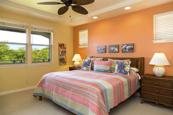 Large Bed, Ceiling Fan, and Nightstands
