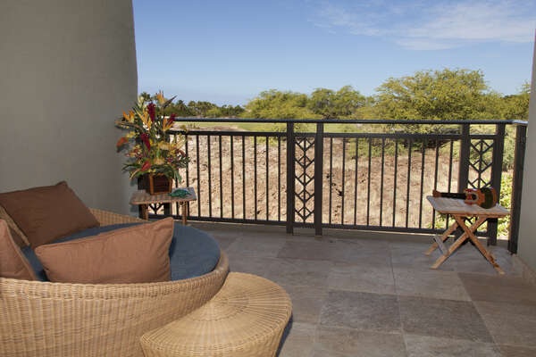 Upper Lanai off of Bedroom with Wicker Outdoor Chair