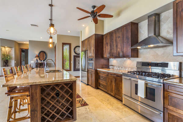Fully Equipped Kitchen with Stainless Steel Appliances at Kona Hawaii Vacation Rentals