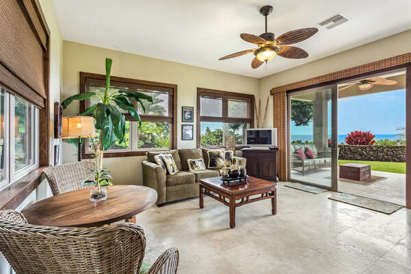 Separate Living Space and Lanai Connected to Ohana Room at Hale Akoa
