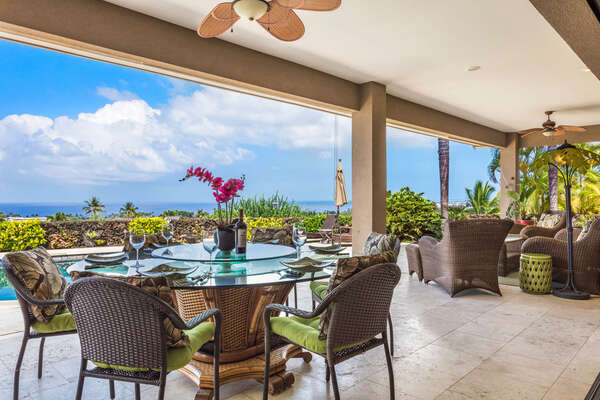 Large Lanai offers Ample Seating and Spectacular Ocean Views