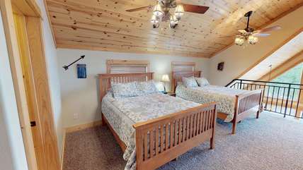 More beds located in the loft upstairs. The fans are also great for hot summer nights to keep you nice and cool.