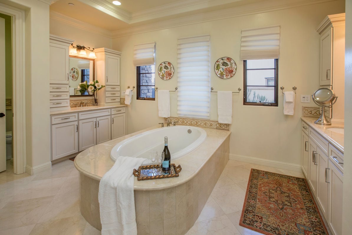Master Bathroom has soaking tub for your relaxation needs