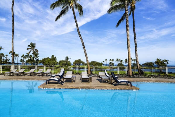 Mauna Lani Terrace Pool Area with Outdoor Lounge Chairs
