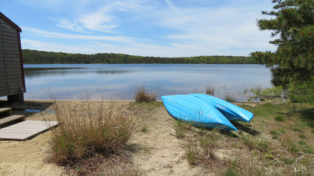 Adventure awaits  you on the pond (Use kayaks at your own risk) WHen water levels are high (Usually MAy-Early July) the waters edge is right up to the cottage-1047 Old Queen Anne Road Chatham Cape Cod - New England Vacation Rentals