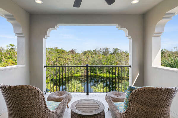 The master and loft area have access to this patio balcony