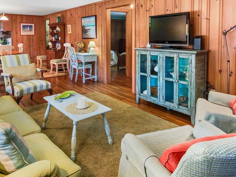 Living area with flat screen tv- 23 Ginger Plum Lane Harwich Port Cape Cod - New England Vacation Rental