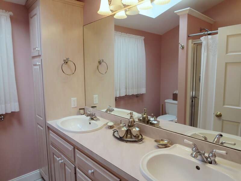 Ensuite Bathroom with double vanity and shower- 29 Ginger Plum Lane Harwich Port Cape Cod - New England Vacation Rentals