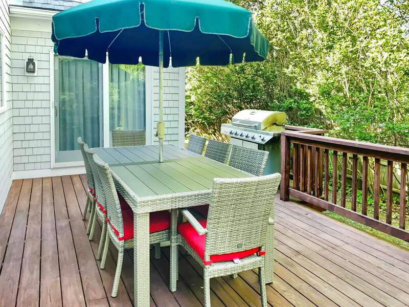Dining on deck with gas grill conveniently located just off kitchen. - 29 Ginger Plum Lane Harwich Port Cape Cod - New England Vacation Rentals