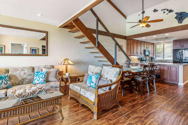Living Area with Stairs Leading to the Lofted sleeping area of Country Club Villas 315
