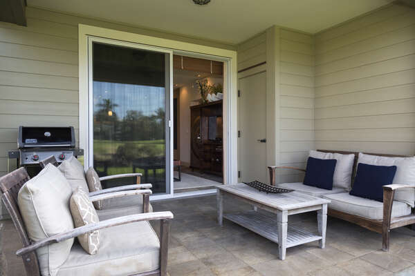 Spacious Lanai with a Private BBQ and ample seating.