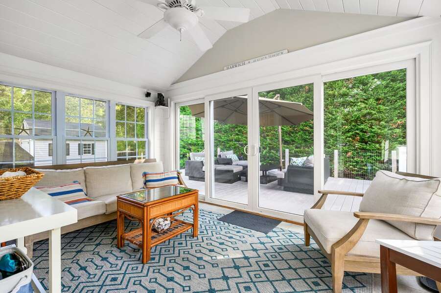 Sun room out onto the deck- 19 Burton Avenue West Harwich -  Lobsta House- New England Vacation Rentals