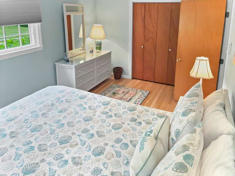 Bedroom #2 with a Queen bed and slimline AC unit - 84 Cranberry Lane Chatham Cape Cod - Ridgevale Retreat