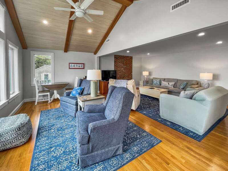 Vaulted ceilings, swivel chair seating and direct access to the deck from the newly renovated space - 84 Cranberry Lane Chatham Cape Cod - Ridgevale Retreat