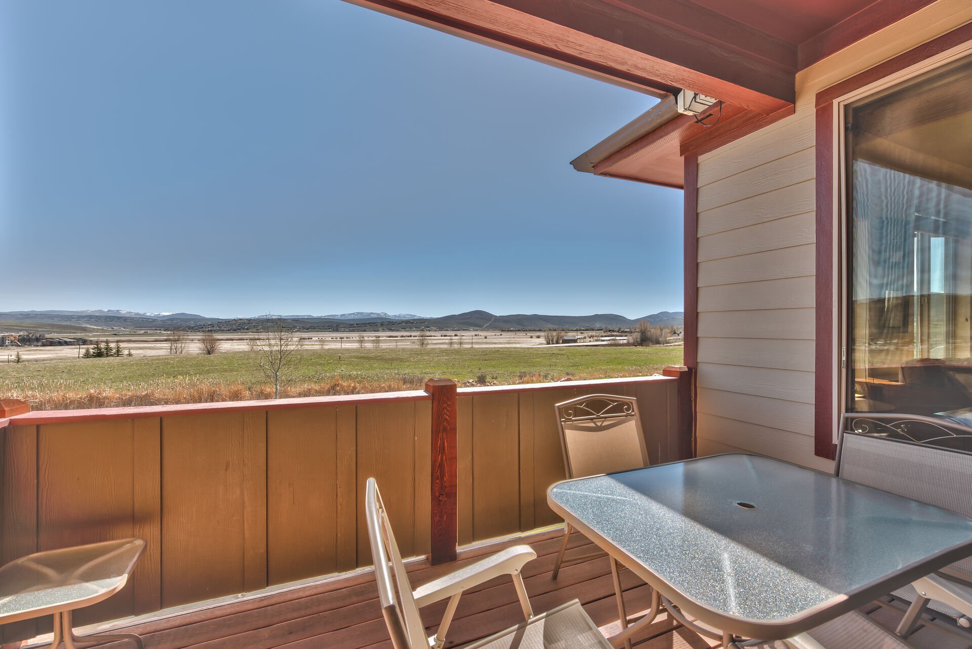 Private Deck with Patio Seating with Swaner Preserve and Mountain Views