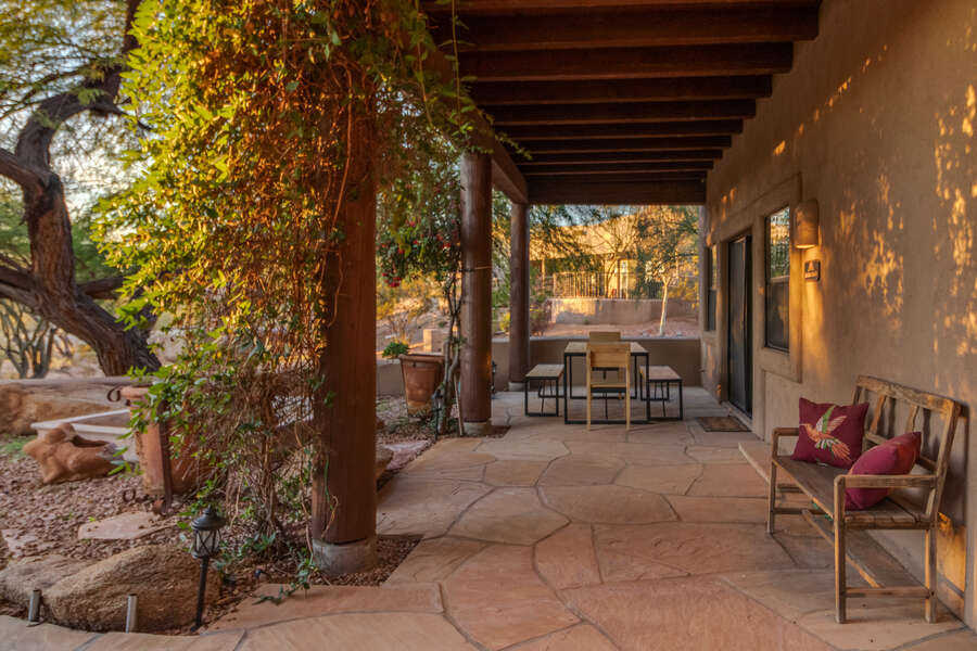 Step into our Garden Casita's outdoor haven, with a charming patio and cozy seating for your tranquil moments. #OutdoorRetreat  ️