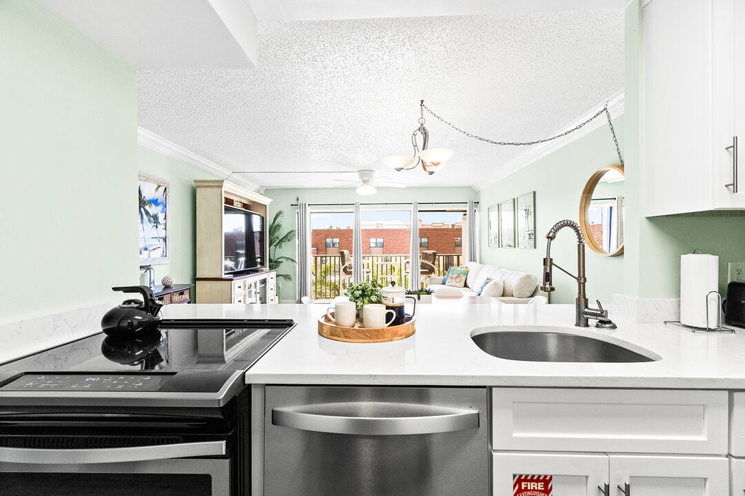 View of kitchen while cooking your meal.