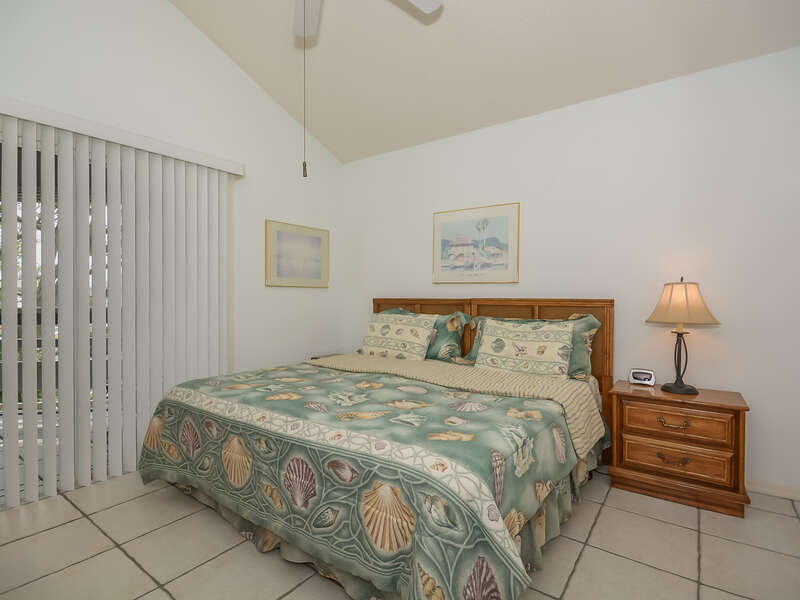 The master bedroom of this Vacation Rental at New Smyrna Beach has a king sized Sleep Number adjustable bed.