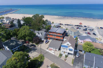 North Beach Aerial Photo  with Lighthouse to the South.  The Hideout is in the heart of North Beach with access through the back gate