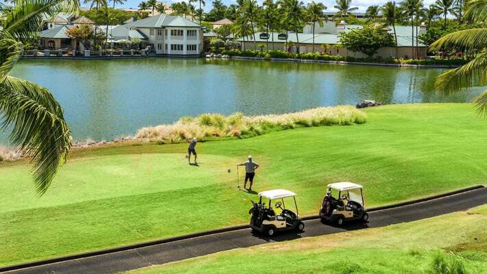 Watch the golfers tee off from your lanai
