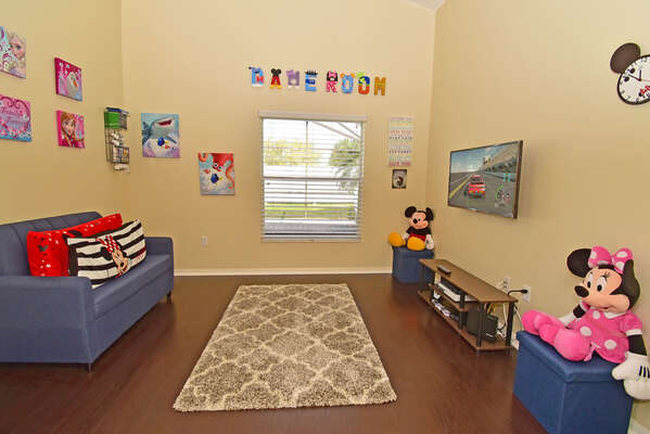 Play room with xBox and Nintendo consoles