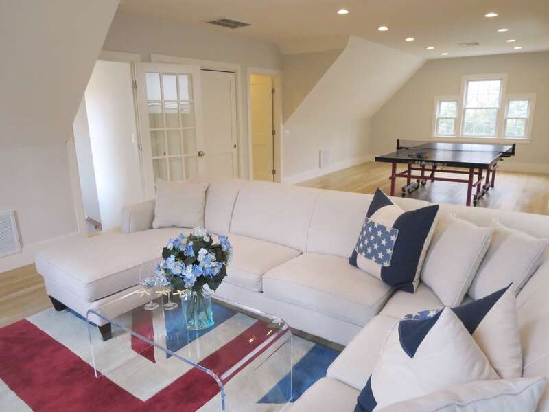 Comfy seating area in the game room-161 Bay Lane Centerville Cape Cod - New England Vacation Rentals