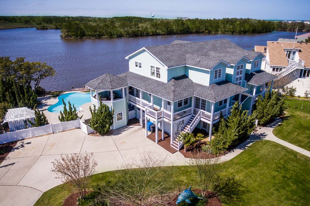 Front Aerial View of Bayside Retreat