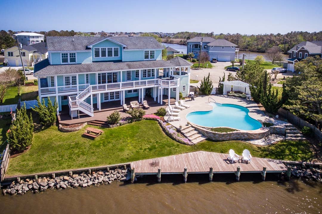 Rear Aerial View of Bayside Retreat