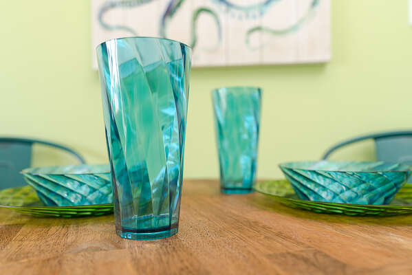 We also provide plastic dinnerware and cups for kiddos (or clumsy adults!)