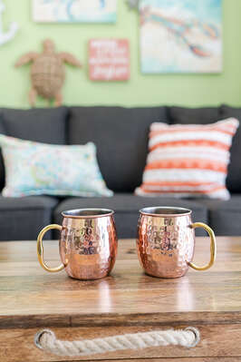 We even supply copper mugs for Moscow Mules... cause why not?? You should be spoiled on vacation!