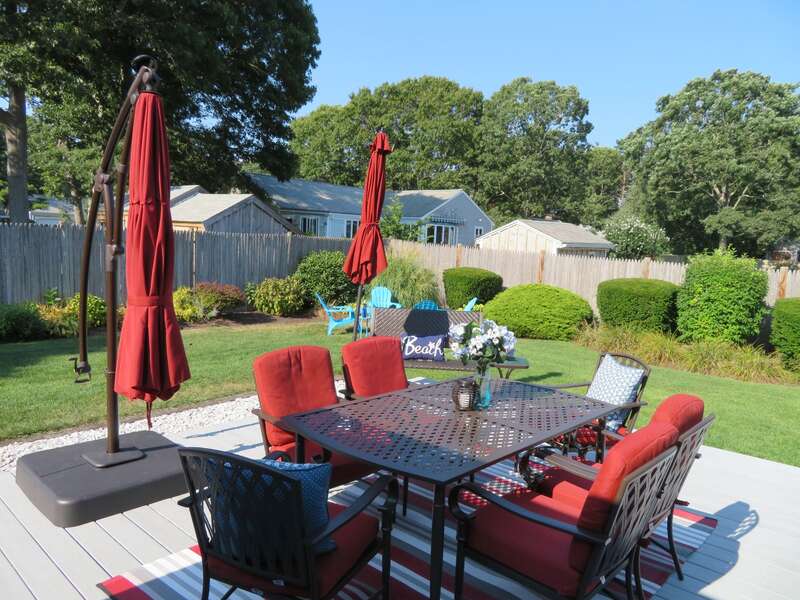 Great back deck with Gas grill and outdoor table and chairs-22 Muscovy Lane West Yarmouth Cape Cod - New England Vacation Rentals