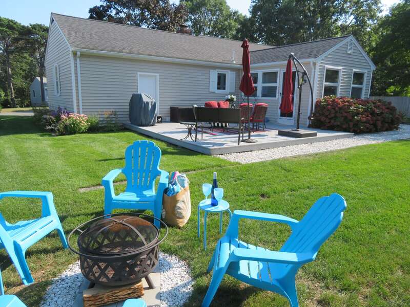 Back Yard with fire pit -22 Muscovy Lane West Yarmouth Cape Cod - New England Vacation Rentals
