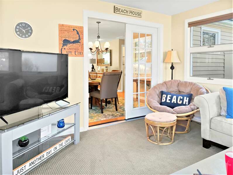 View from sun room to the dining and living areas - 22 Muscovy Lane West Yarmouth Cape Cod - New England Vacation Rentals